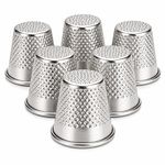 Metal Sewing Thimbles 6 Pack – Small Silver Finger Protectors for Hand Sewing,