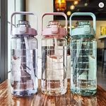 2 Litre Water Bottle Gym Sports Flask with Straw Time Marker BPA Free