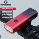 ROCKBROS Bike Front Light Type-C Rechargable Waterproof 600LM 2600mAh Headlight