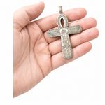 Antique Ethiopian Orthodox Cross Pendant Engraved Crucifixion Coptic Art 3"