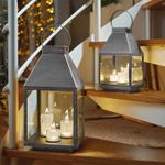 Three Kings SilverSparkle Lantern Large 37cm Battery LED Christmas Indoor