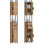 HOMCOM Freestanding Bathroom Cabinet with Drawers & Shelves Brown,Refurbished,Us