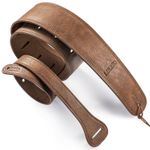 LEKATO Acoustic Electric Guitar Bass Strap 2.5" Wide Adjustable Leather UK