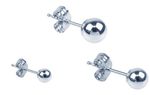  Men's 925 Sterling Silver Ball Bead Single Stud Earring 2mm,3mm & 4mm