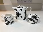 Marks & Spencer Black Damask Fine China Black and White Teapot Milk & Sugar