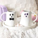 Mr & Mrs Boo Ghost Mug Set 2 x 440ml Halloween Couples Gift Ceramic Cups