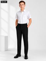 Boys School Trousers Adjustable Waist Black Grey Navy School Uniform Age 3-18
