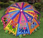 Indian Elephant Garden Umbrella Handmade Outdoor Patio Decorative Big Parasol
