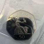 1990 Britannia silver proof 50 pence coin
