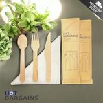 Disposable Wooden Cutlery Sets with Napkin Individually Wrapped 500 Pack