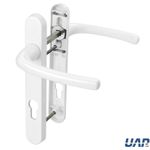 UAP UPVC Sprung Lever On Backplate Door Handle Pair 220mm White