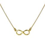 9ct Yellow Gold Infinity Pendant 16 Inch Belcher Chain Necklace Love Forever
