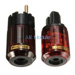 1 Pair P-079E+C079 24k Gold-Plated EU Power Plug ac power cord plugs NEW