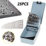 25 Piece HSS Cobalt Metal Drill Bit Set 1mm-13mm Quality High Speed Metric Tools