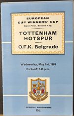 Tottenham Hotspur v O.F.K. Belgrade, Cup Winners Cup, 1962/63.