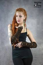 PIXIE LACE GLOVES Stretchy Psytrance Cuff Arm Warmers Fingerless Hippy One Size