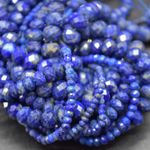 Lapis Lazuli  FACETED Disc Beads - 3mm 4mm 6mm 8mm - 14" ,  for Jewellery Making