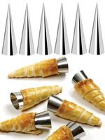 12Pcs Stainless Steel Pastry Cream Horn Molds Conical Cone Baking Mould Tool-UK