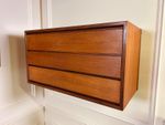 MID CENTURY DANISH TEAK WALL MOUNTED CHEST OF DRAWERS RETRO VINTAGE 60’S