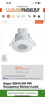 Hager PIR Sensor & Lead 3m - EEK513P