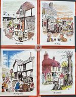 Guinness - Noel Ford - set of 4 funny pub names Original Guinness Adverts  1978