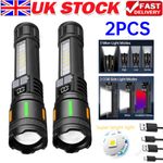 2X 990000000LM Super Bright Flashlight LED Powerful Rechargeable Torch Zoomable