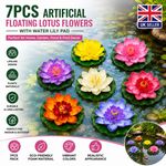 7PCS Artificial Floating Lotus Flowers Water Lily Pads Pond Garden Decor