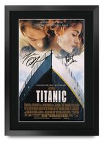 Titanic Movie Film Poster Cast Signed Printed Autograph A3 Framed Memorabilia