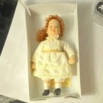 Vintage Del Prado 1:12 Porcelain & Fabric Doll Figure, White Dress, Auburn Hair