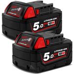 Battery NEW 2X 18v 5.0Ah Li-ion Batteries FOR Milwaukee M18B5 Uk Stock