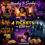 4x Cineworld Cinema Tickets For £20: Valid Monday To Sunday ~ Read Description
