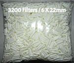 3200  Filter Tips Long Slim Filters 6 X 22mm 1 Resealable Pack