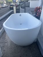Freestanding Shower Bath, Left Hand Corner With Black Bath Screen 1650 X 740mm