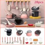 28Pcs Kids Play Kitchen Toy Childrens Cooking Utensils Pots Pans Accessories Set
