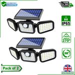 Solar Powered 3 Head LED Outdoor Security Light Motion Sensor Waterproof Lamp