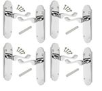 Door handles Chrome Polished Pack of 4 (pairs) Shaped Scroll 168mm x 42mm