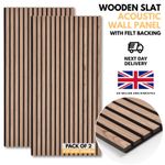 Wooden Slat Acoustic Wall Panels 120 x 60cm – Oak Wall Panel with Felt Backing