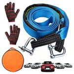 8T Tow Rope 5M Recovery Strap U-Hook Reflective Heavy Duty Car Van 4x4 UK