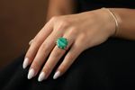 Silver Malachite Ring Handmade Green Hexagon Stone 925 Sterling Gift
