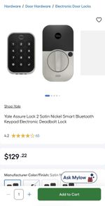 Yale Assure Lock 2 Keypad Smart Lock Satin Black Bluetooth Alexa Google HomeKit