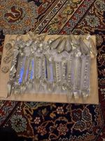 Quantity Victorian chandelier drops crsytal cut glass antique prismatic & jewels