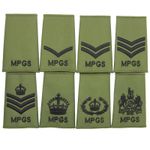 MPGS Military Provost Guard Service Olive Black Rank Slides- Sold in pairs