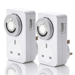 2Pcs 12 HOUR 12 HR MAINS PLUG IN TIMER SWITCH SOCKET TIME CLOCK 3 UK PIN LIGHTS