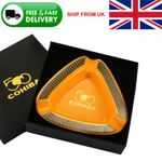 Triangle 3 Slot Ceramic Cigar Ashtray Portable Ash Holder Outdoor Orange Gift