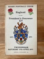 England v President's Overseas XV Rugby Football Union Twickenham 1971 Programme