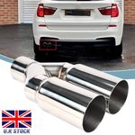 3" Twin Straight Cut Exhaust Tailpipe Tip Muffler Pipe Euro Look Stainless Steel