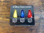 3 x PIFCO Olive Cone Lamps Bulbs 20v - vintage
