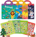 4 Pack Reusable Sticker Books, Toys for Age 2 3 4 Year Old Kids Boys Toddlers, 3