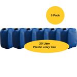 Jerry Can Water Container 20 Litre Blue Plastic Stackable Oil Fuel Can x 6