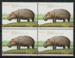 Guinea Bissau 2001 : Hippo - 4x Good VF MNH Stamp in block - Catalog Value : 20€